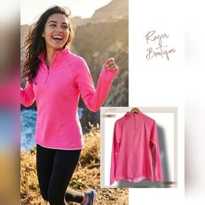 🌿Avia Women's Large Hot Coral Pink Long Sleeve Pullover with Zip Closure